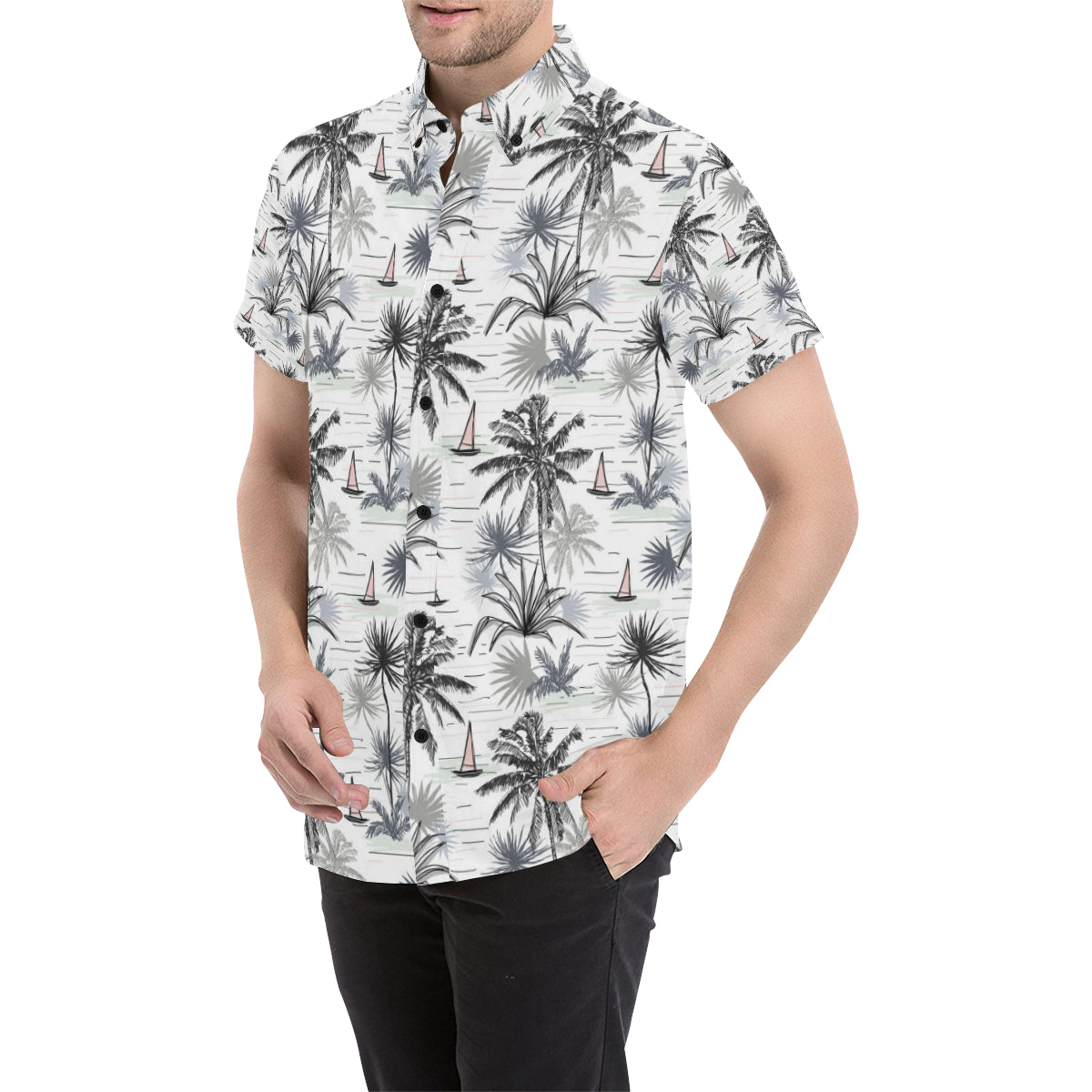 Pacific island Pattern Print Design A04 Men's Short Sleeve Button Up Shirt