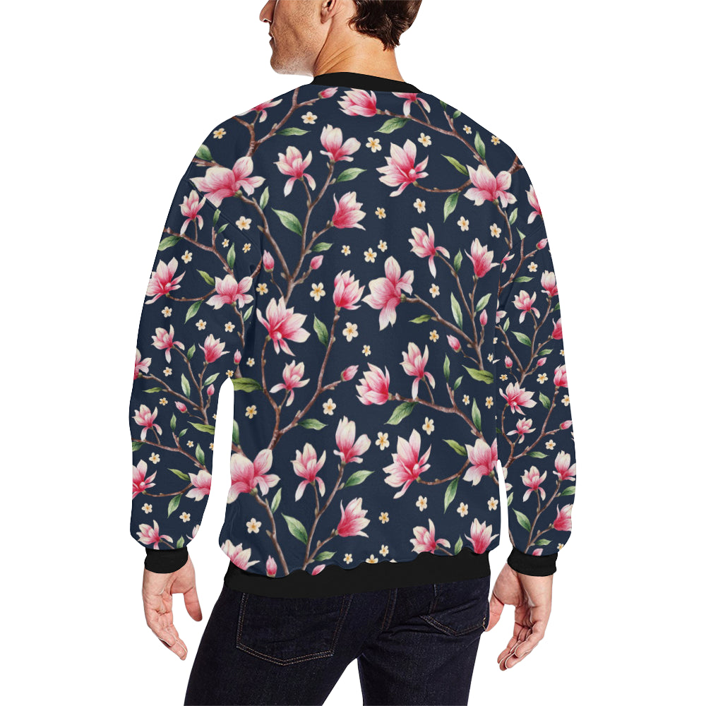 Magnolia Pattern Print Design MAG09 Men Long Sleeve Sweatshirt