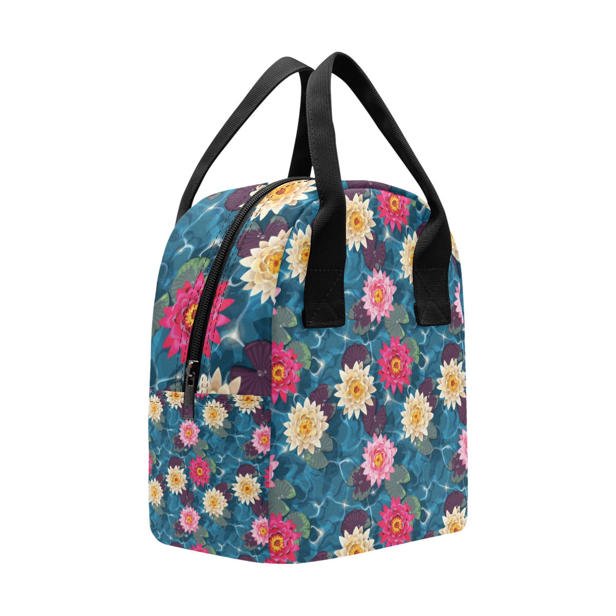 Water Lily Pattern Print Design WL05 Insulated Lunch Bag