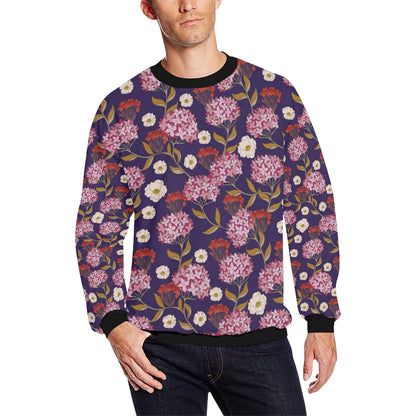 Hydrangea Pattern Print Design HD010 Men Long Sleeve Sweatshirt