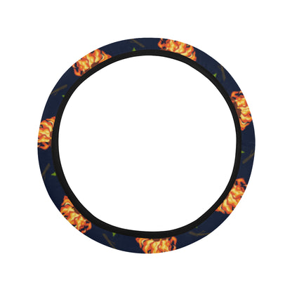 Camfire marshmallow Camping Design Print Steering Wheel Cover with Elastic Edge