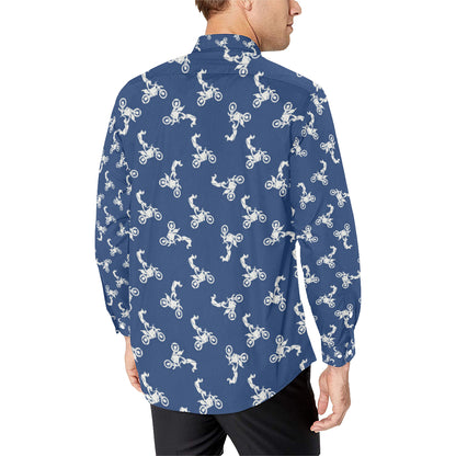 Motocross Pattern Print Design 01 Men's Long Sleeve Shirt