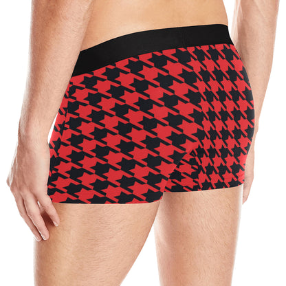 Houndstooth Red Pattern Print Design 03 Men's Boxer Briefs