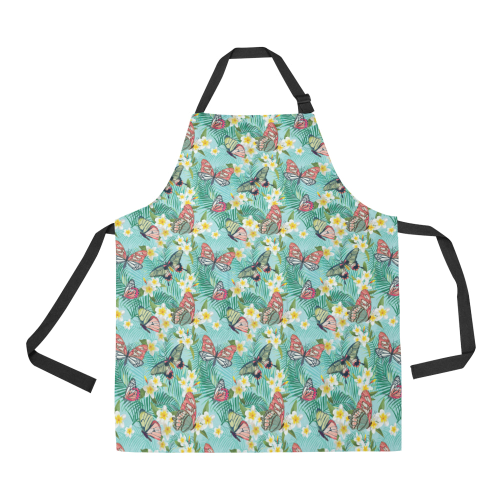 Butterfly Pattern Print Design 09 Apron with Pocket