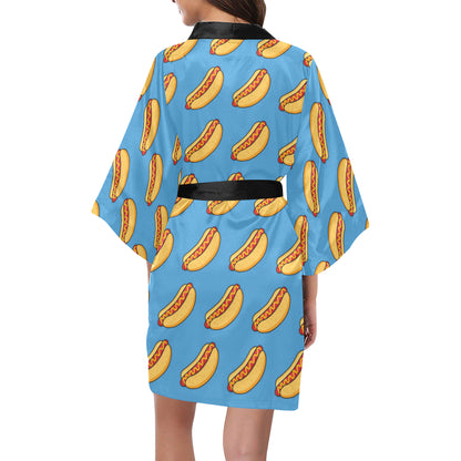 Hot Dog Pattern Print Design 02 Women's Short Kimono