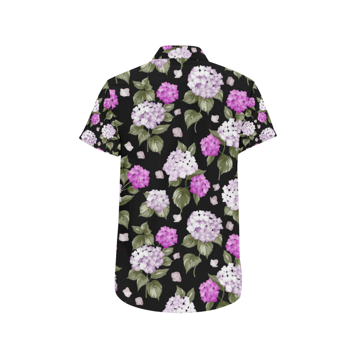 Hydrangea Pattern Print Design HD011 Men's Short Sleeve Button Up Shirt