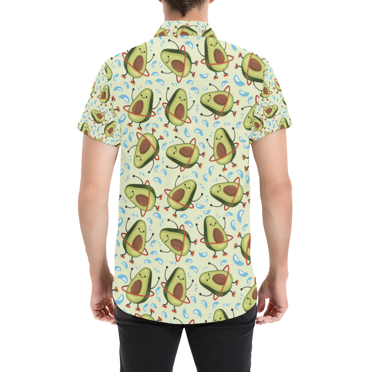 Avocado Pattern Print Design AC02 Men's Short Sleeve Button Up Shirt