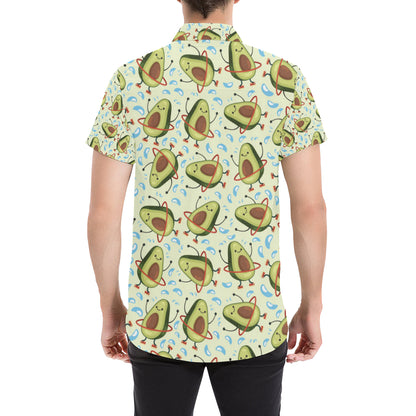 Avocado Pattern Print Design AC02 Men's Short Sleeve Button Up Shirt