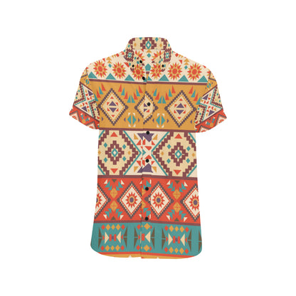 Navajo Pattern Print Design A01 Men's Short Sleeve Button Up Shirt