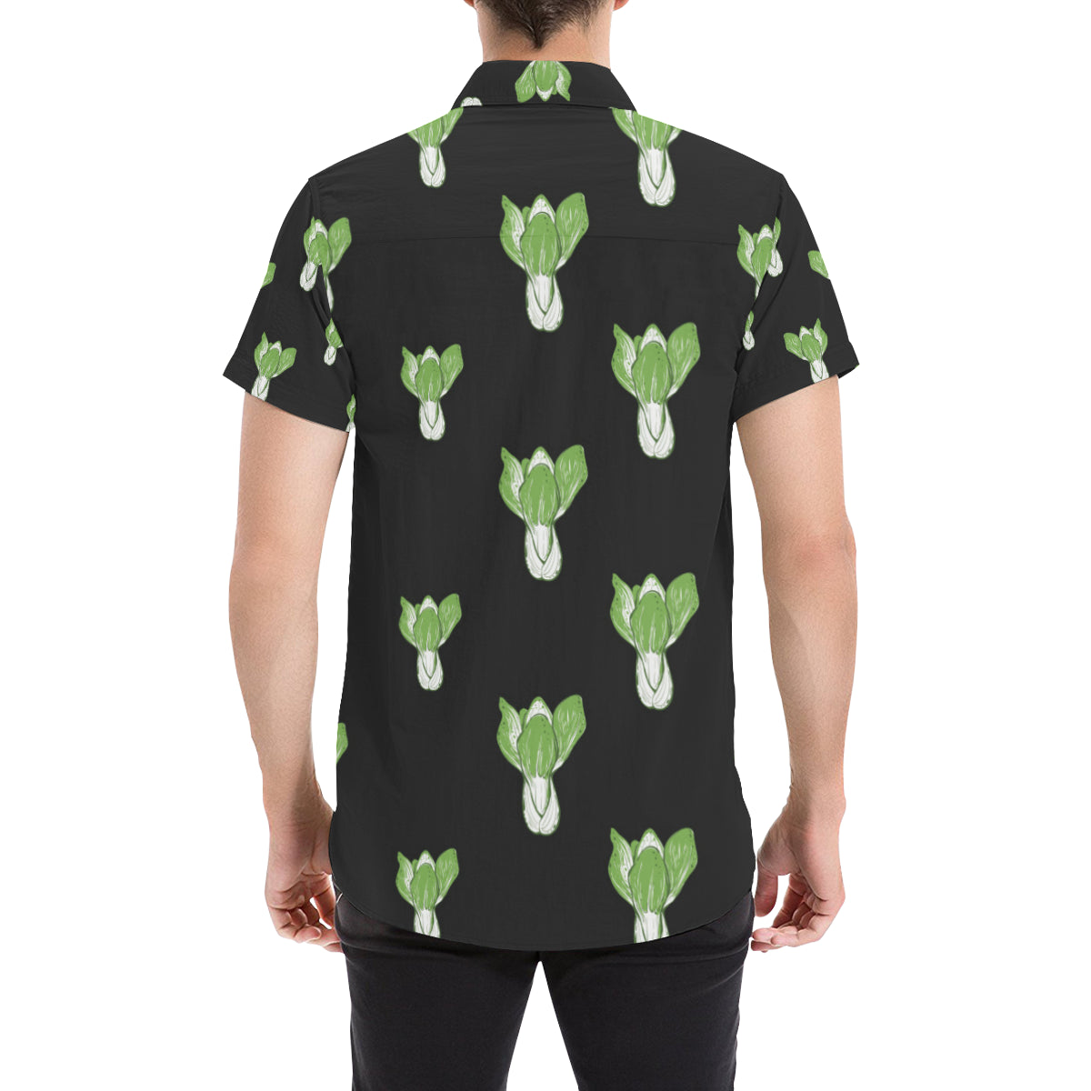 Kale Pattern Print Design 02 Men's Short Sleeve Button Up Shirt