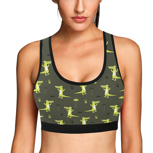 Alligator Pattern Print Design 05 Sports Bra