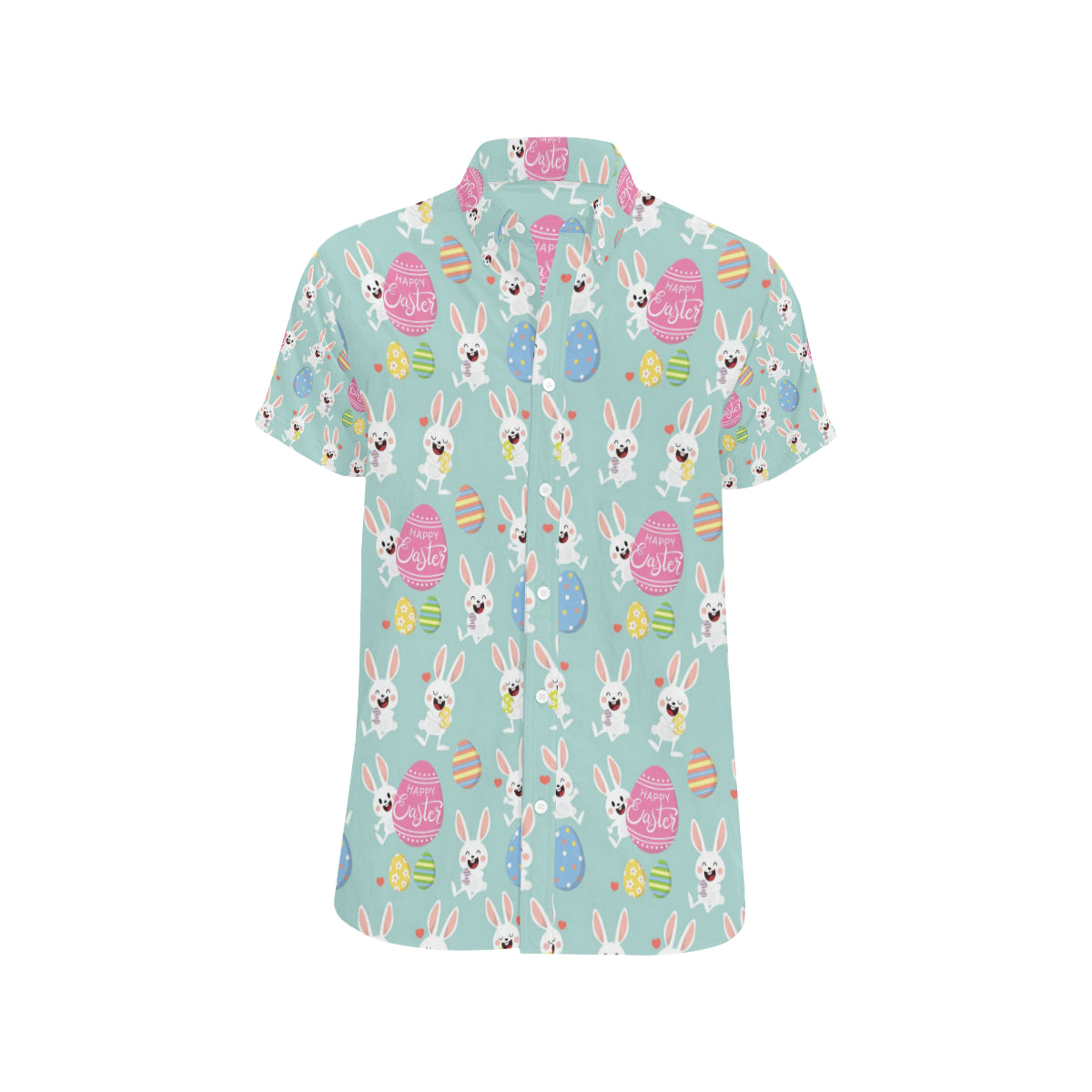Easter Eggs Pattern Print Design RB014 Men's Short Sleeve Button Up Shirt