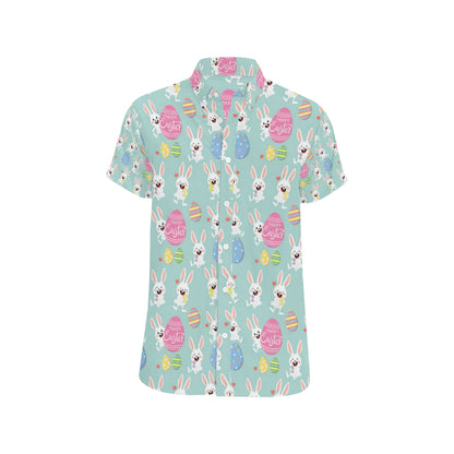 Easter Eggs Pattern Print Design RB014 Men's Short Sleeve Button Up Shirt