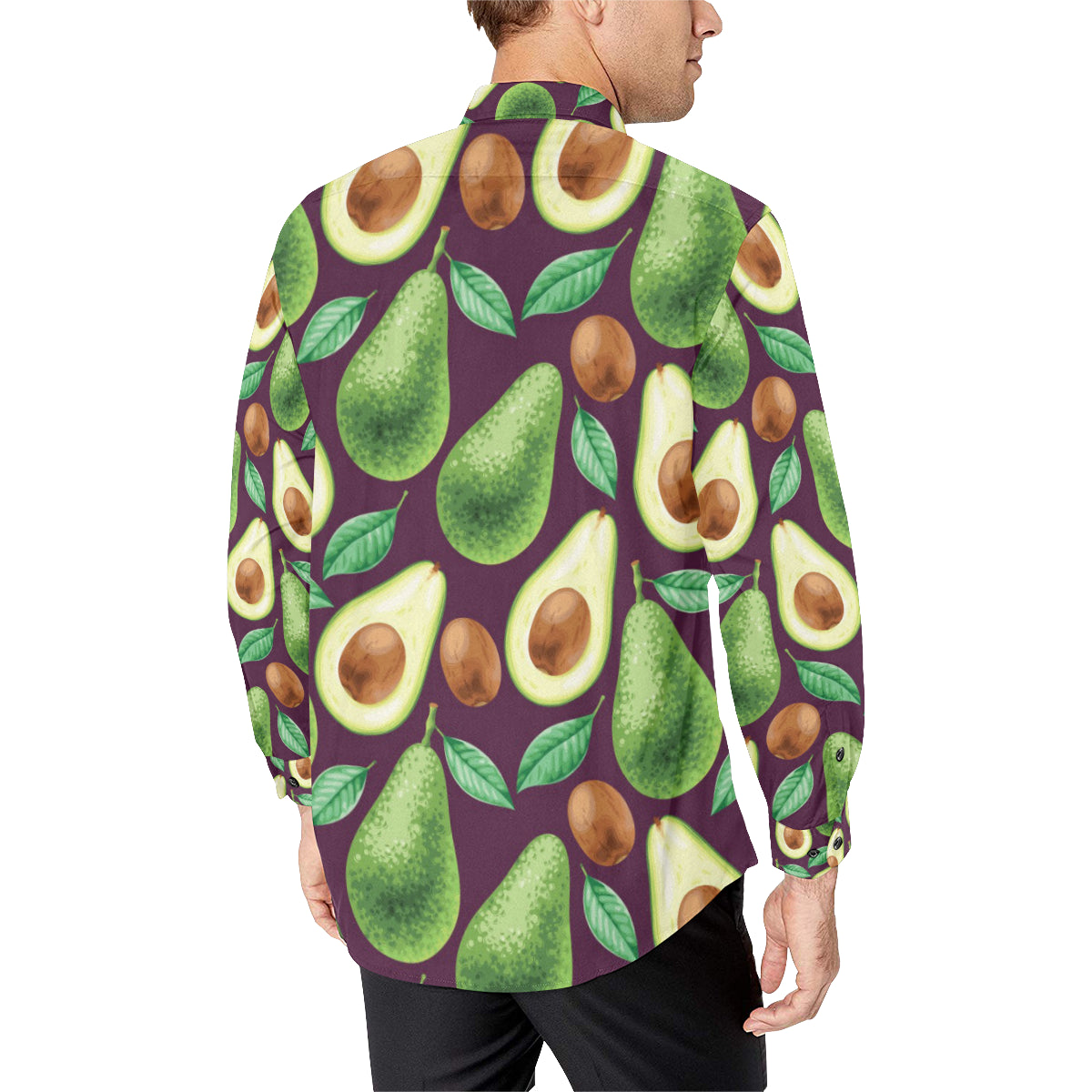 Avocado Pattern Print Design AC08 Men's Long Sleeve Shirt