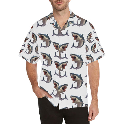 Great White Shark Pattern Print Design 03 Men's Hawaiian Shirt