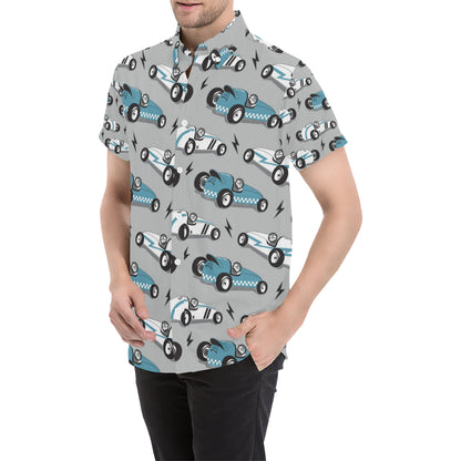 Racing Vintage Pattern Print Design A02 Men's Short Sleeve Button Up Shirt