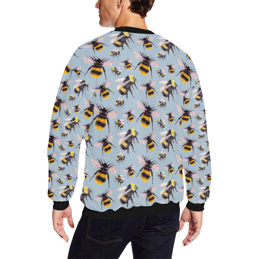 Bee Pattern Print Design BEE08 Men Long Sleeve Sweatshirt