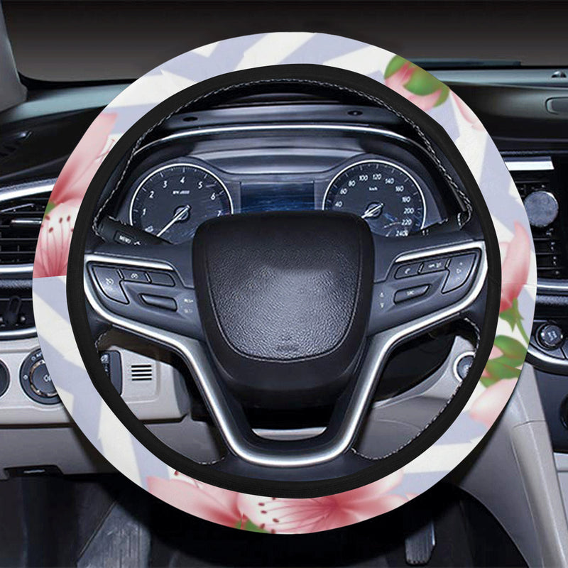 Cherry Blossom Pattern Print Design CB07 Steering Wheel Cover with Elastic Edge