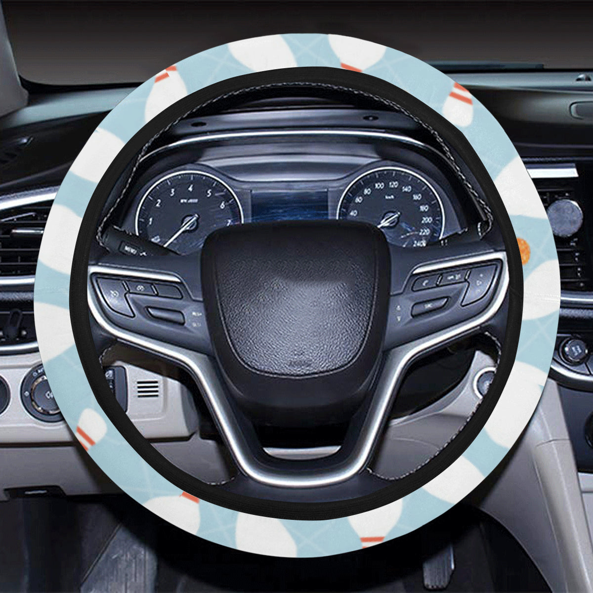 Bowling Pattern Print Design 09 Steering Wheel Cover with Elastic Edge