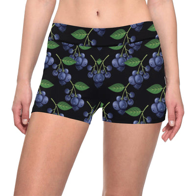 Blueberry Pattern Print Design BB01 Yoga Shorts