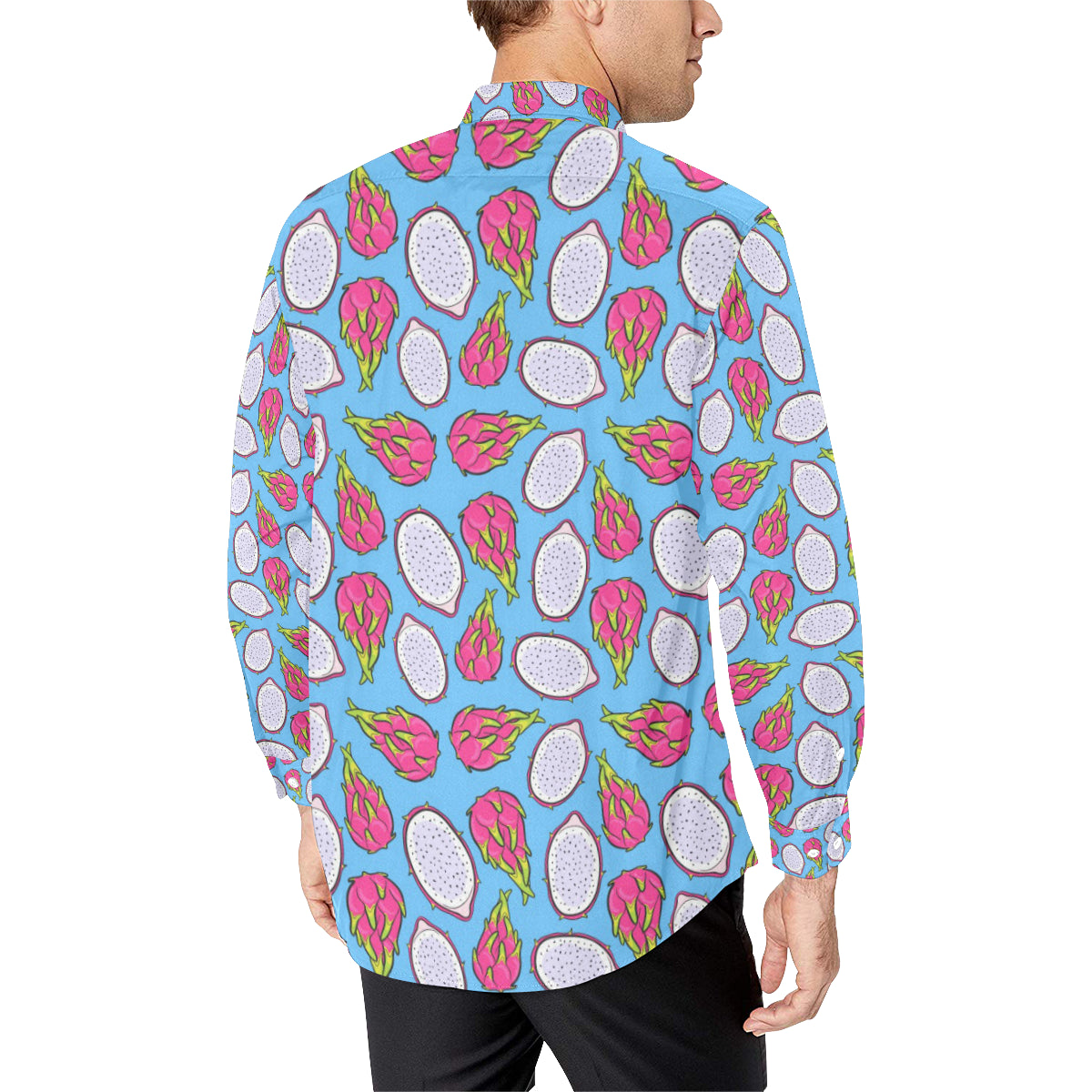 Dragonfruit Pattern Print Design DF04 Men's Long Sleeve Shirt