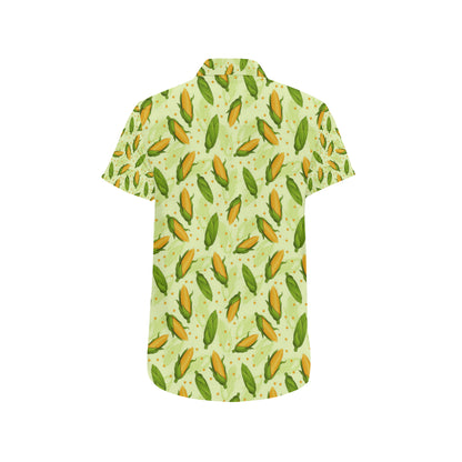 Agricultural Fresh Corn cob Print Pattern Men's Short Sleeve Button Up Shirt