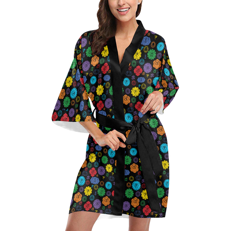 Chakra Pattern Print Design 01 Women's Short Kimono