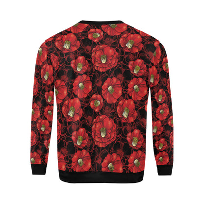 Camellia Pattern Print Design CM06 Men Long Sleeve Sweatshirt