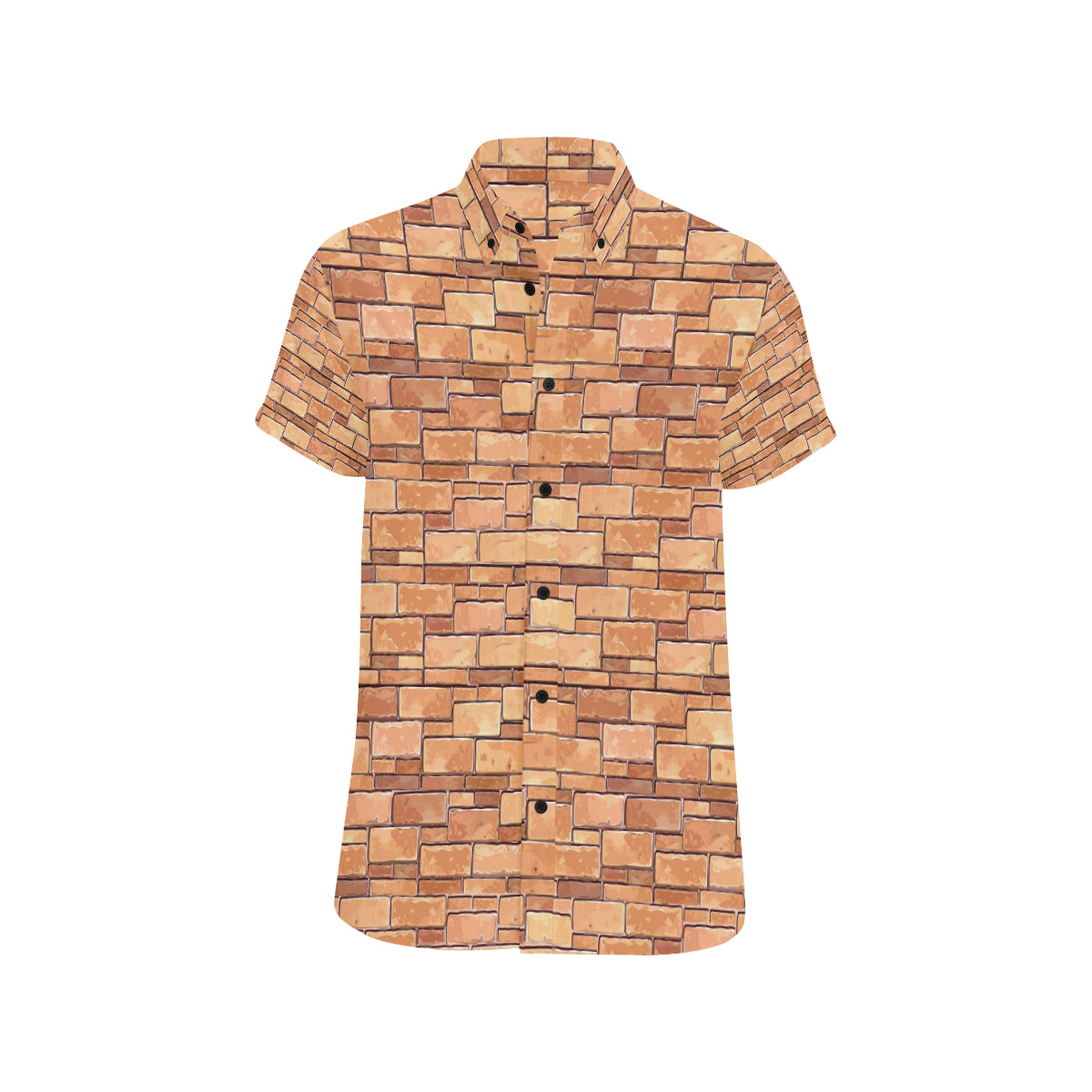 Brick Pattern Print Design 01 Men's Short Sleeve Button Up Shirt