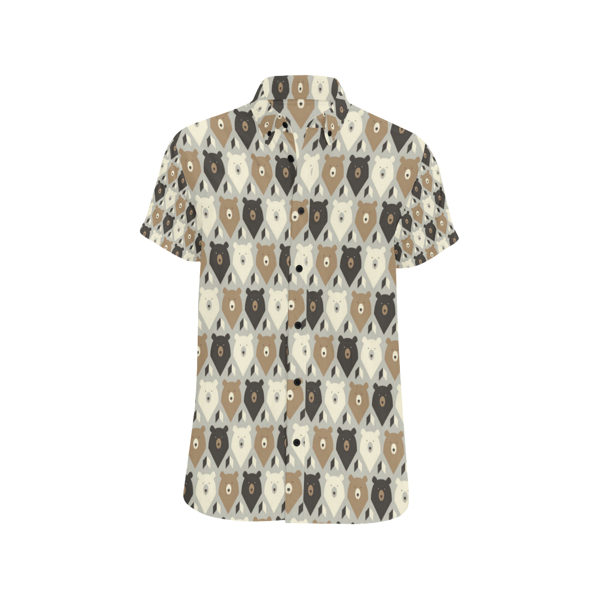 Bear Pattern Print Design 04 Men's Short Sleeve Button Up Shirt