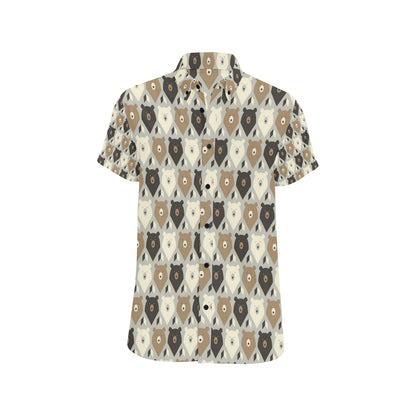 Bear Pattern Print Design 04 Men's Short Sleeve Button Up Shirt