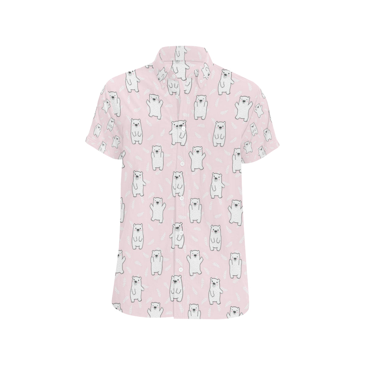 Polar Bear Pattern Print Design PB09 Men's Short Sleeve Button Up Shirt