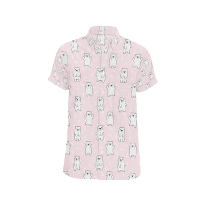 Polar Bear Pattern Print Design PB09 Men's Short Sleeve Button Up Shirt
