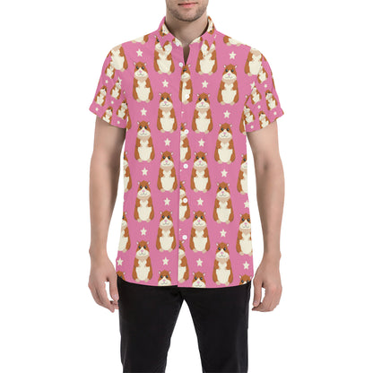 Hamster Cute Pattern Print Design 02 Men's Short Sleeve Button Up Shirt