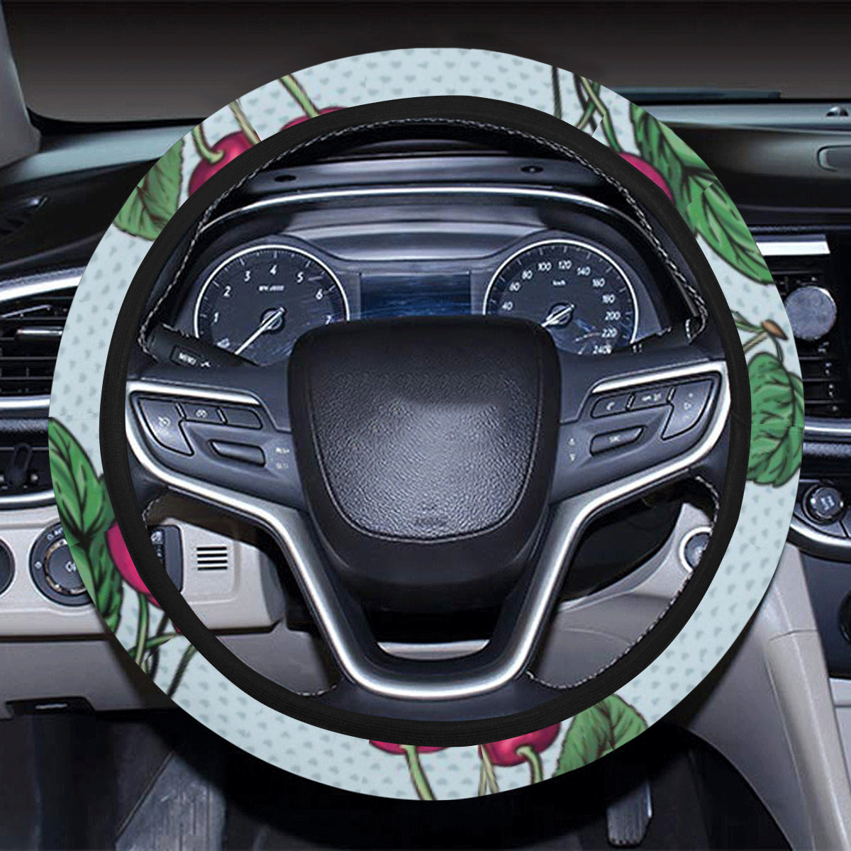 Cherry Pattern Print Design CH01 Steering Wheel Cover with Elastic Edge