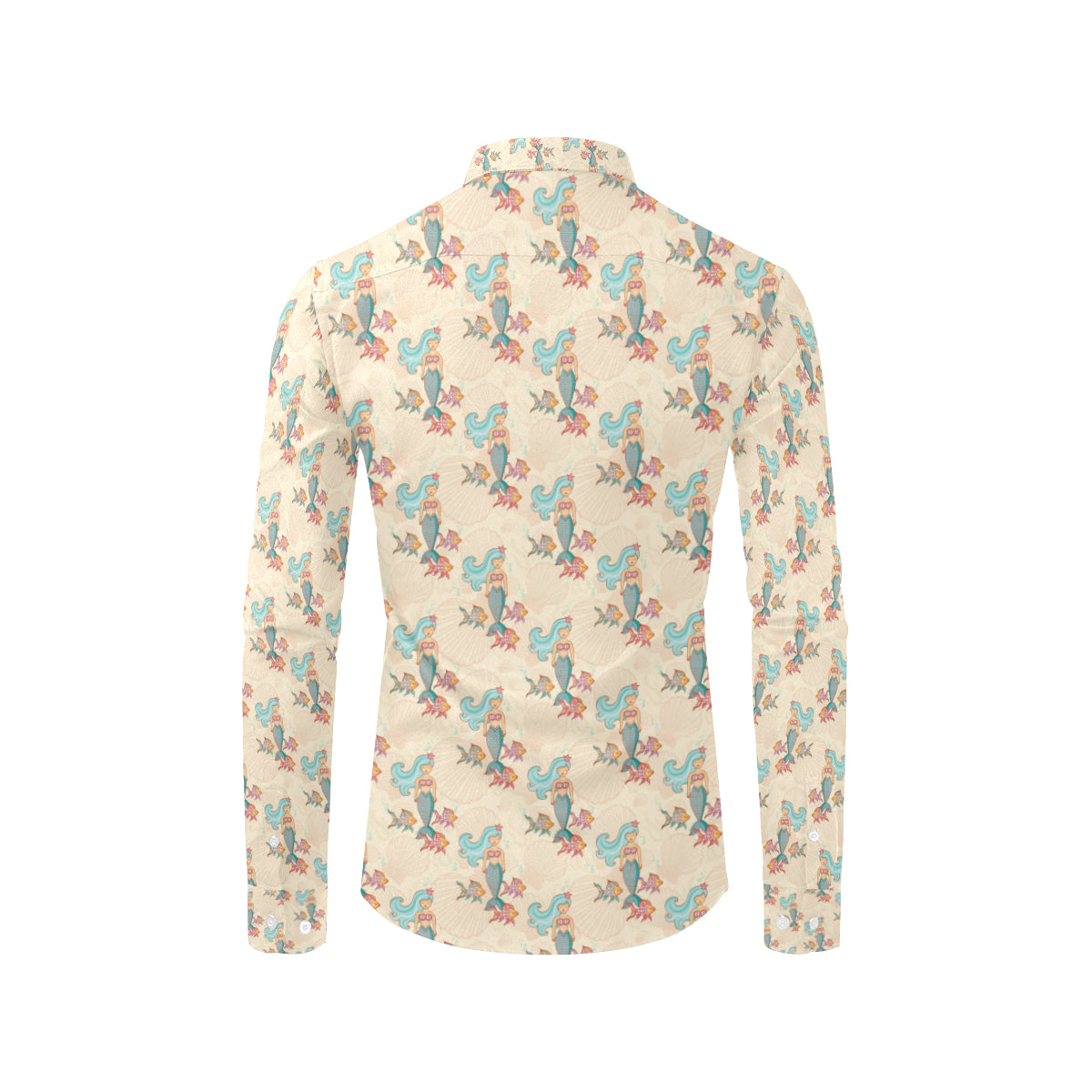 Mermaid Girl With Fish Design Print Men's Long Sleeve Shirt