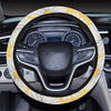 Daisy Yellow Watercolor Print Pattern Steering Wheel Cover with Elastic Edge