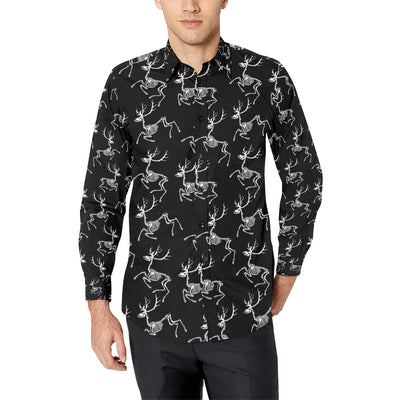 Deer Skeleton Print Pattern Men's Long Sleeve Shirt