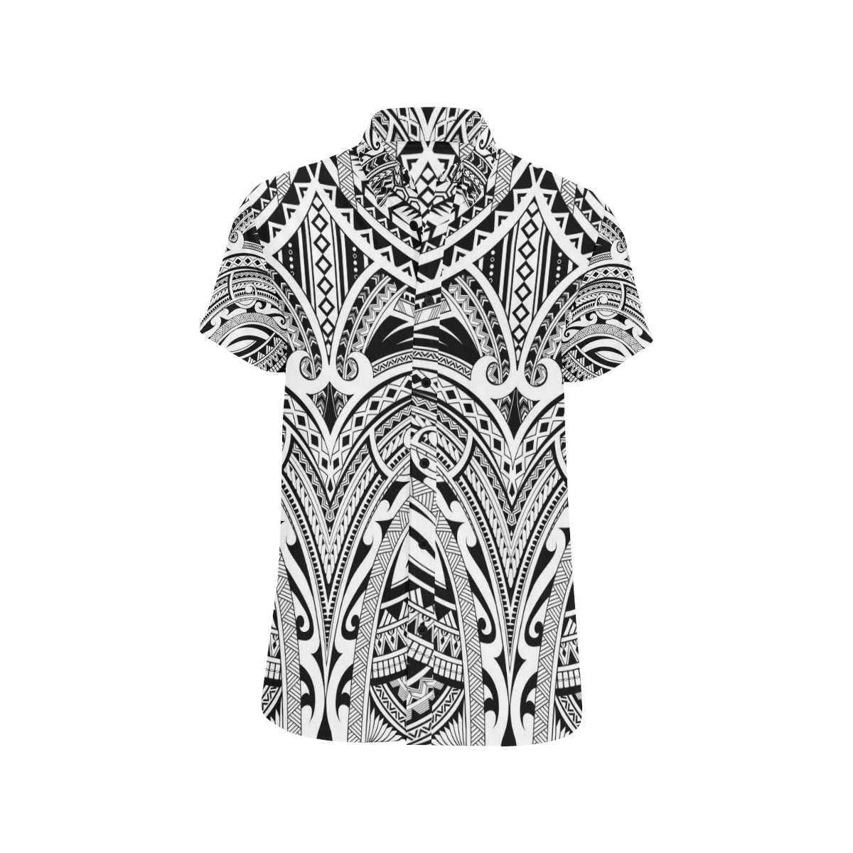 Maori Pattern Print Design 06 Men's Short Sleeve Button Up Shirt