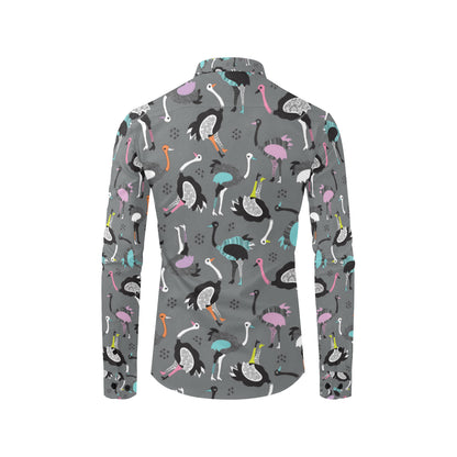 Ostrich Pattern Print Design 01 Men's Long Sleeve Shirt