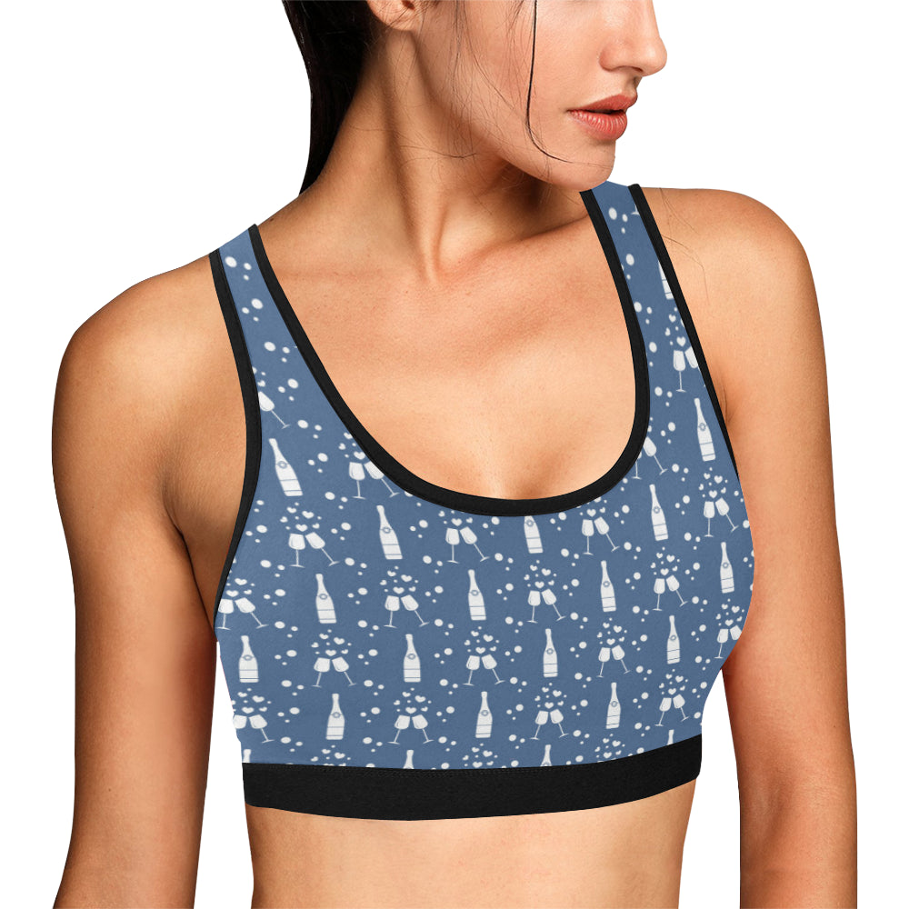 Champagne Pattern Print Design 05 Sports Bra