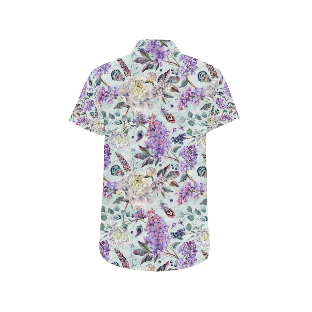Lilac Pattern Print Design LI06 Men's Short Sleeve Button Up Shirt