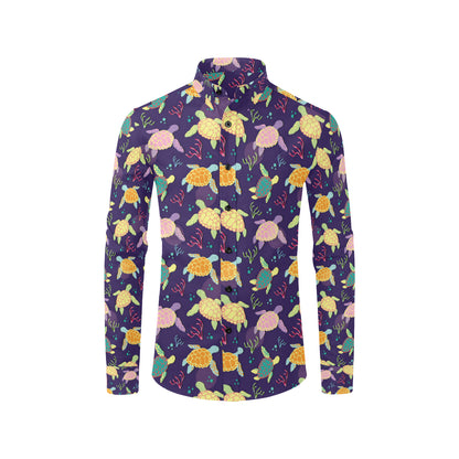 Sea Turtle Color Smile Men's Long Sleeve Shirt
