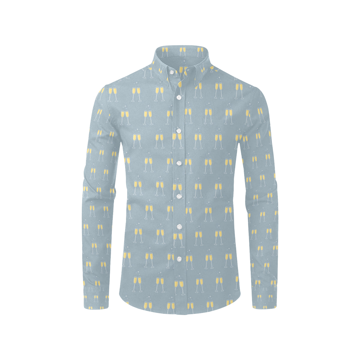 Champagne Pattern Print Design 03 Men's Long Sleeve Shirt