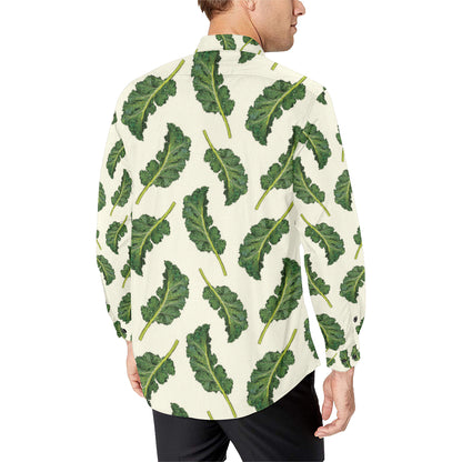 Kale Pattern Print Design 03 Men's Long Sleeve Shirt