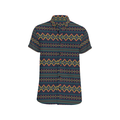 Southwest American Design Themed Print Men's Short Sleeve Button Up Shirt