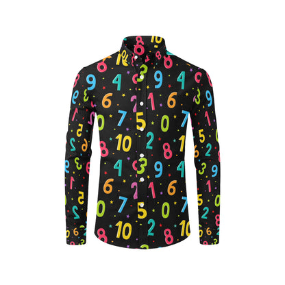 Number Pattern Print Design A04 Men's Long Sleeve Shirt