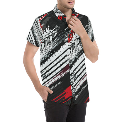 Racing Pattern Print Design A03 Men's Short Sleeve Button Up Shirt