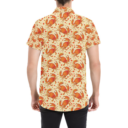 Crab Pattern Print Design 01 Men's Short Sleeve Button Up Shirt