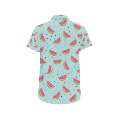 Watermelon Pattern Print Design WM06 Men's Short Sleeve Button Up Shirt